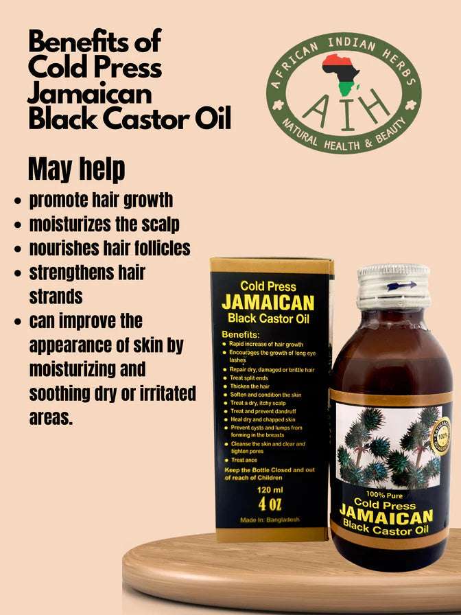 Cold Press Jamaican Black Castor Oil African Herbal Treasures