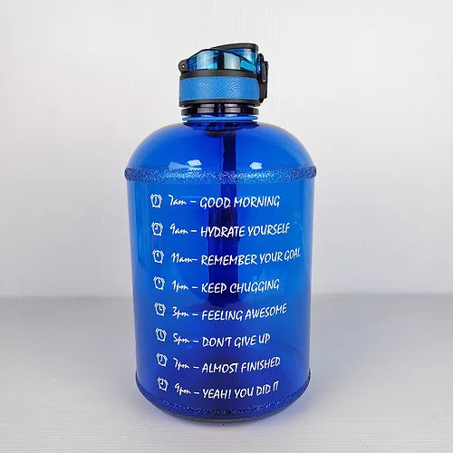1 Gallon Large Water Bottle with Straw Motivational and Time Marker