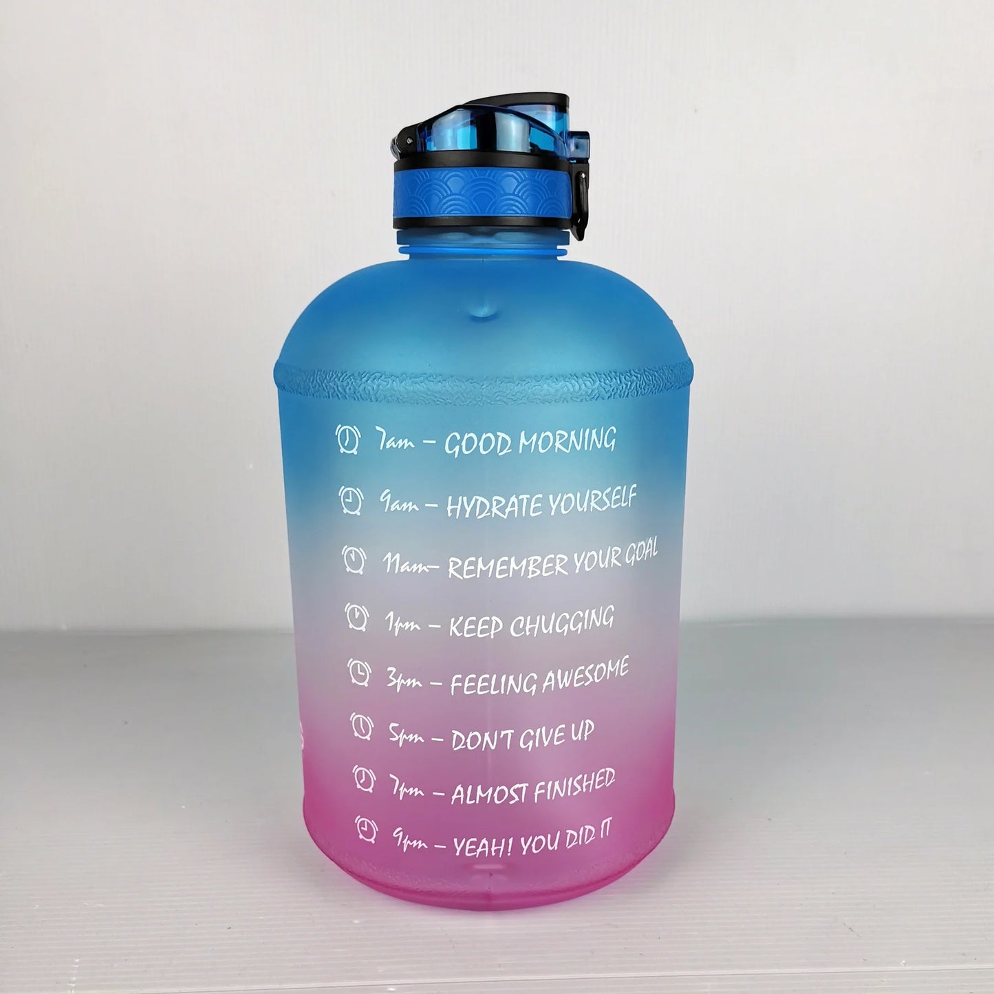 1 Gallon Large Water Bottle with Straw Motivational and Time Marker